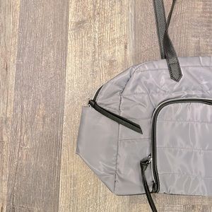 Women’s Faux Leather Puffer Over the Shoulder Gym Tote Midsize Weekender Bag